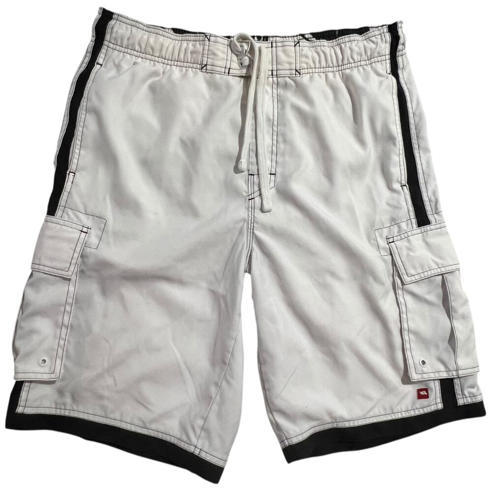 Tony Hawk white and black Board Shorts Mens Size Medium Swim Trunks